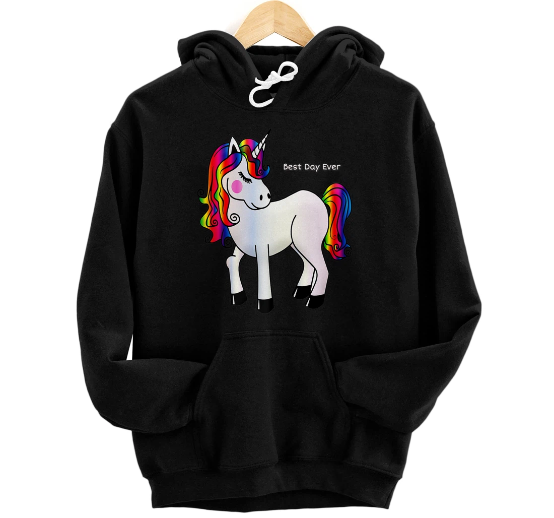 Best Day Ever Unicorn Premium Front and Back Print Pullover Hoodie