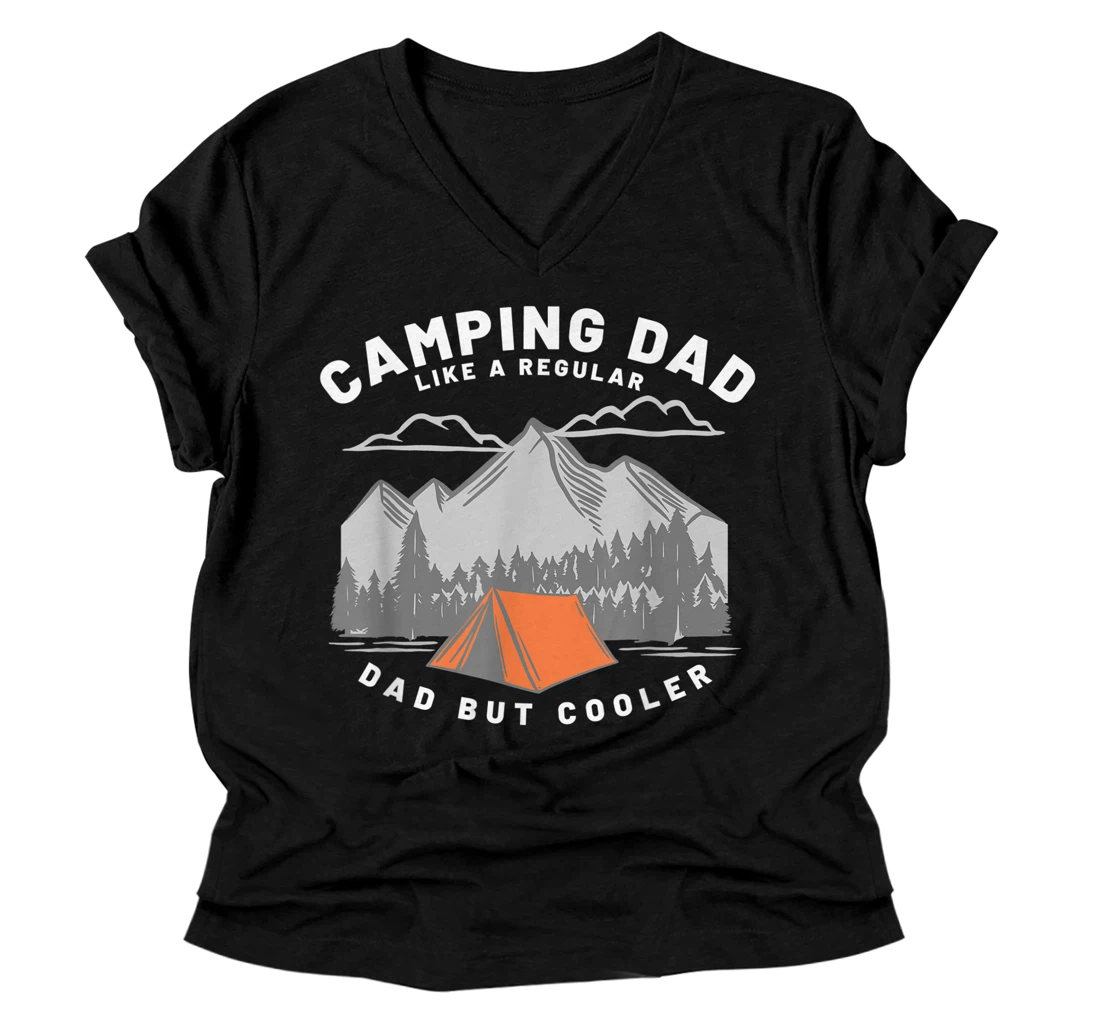 Mens Fathers Who Camp Camping Dad V-Neck T-Shirt