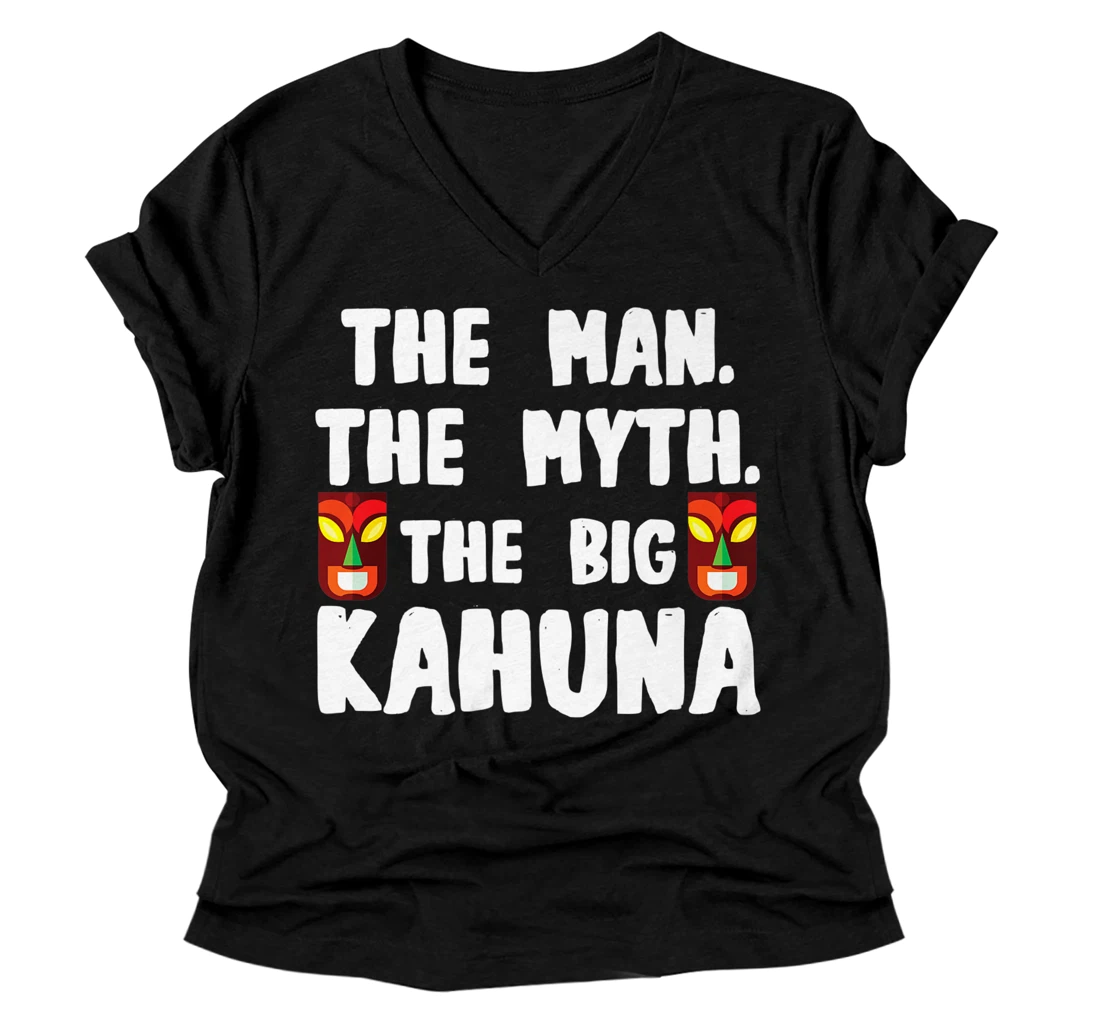 Funny The Man The Myth The Big Kahuna Tiki Mens Dad Papa Premium V-Neck T-Shirt