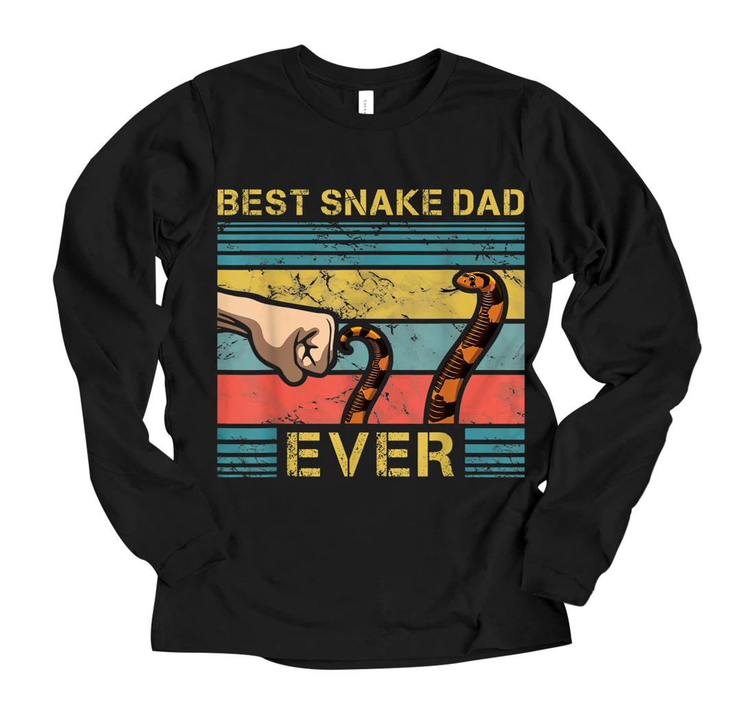 Mens World's Best Snake Dad Funny Snake Enthusiast Father Long Sleeve T-Shirt