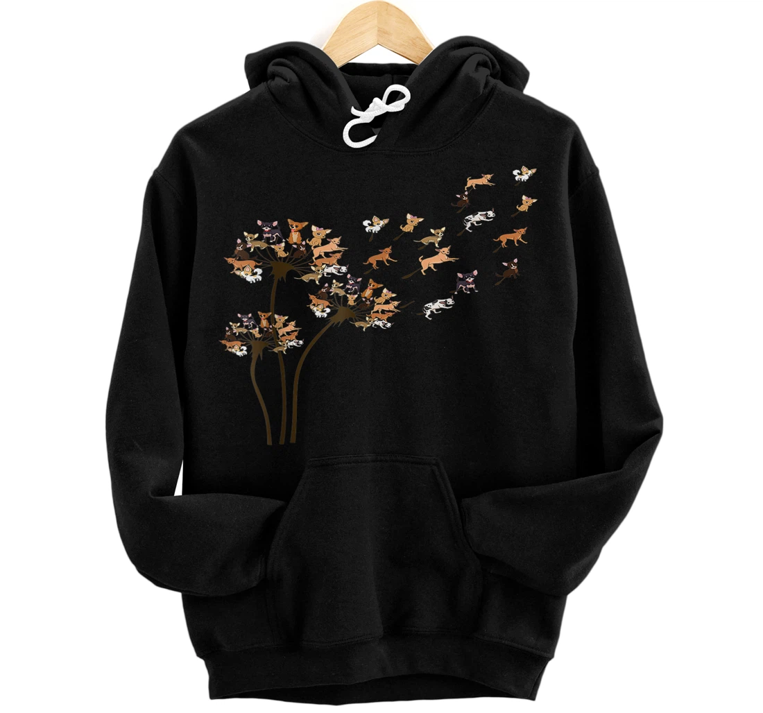 Dandelion Chihuahua Tees Front and Back Print Pullover Hoodie