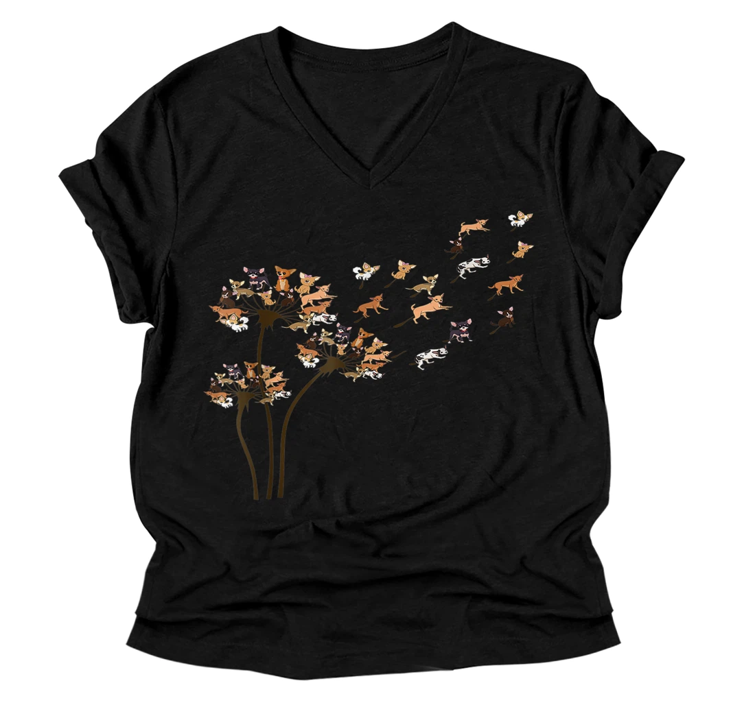 Dandelion Chihuahua Tees V-Neck T-Shirt