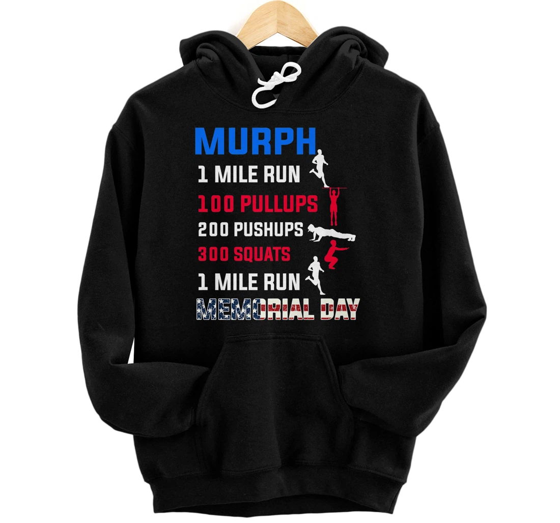 Murph 2021 Memorial Day Workout Patriotic WOD Tee Premium Front and Back Print Pullover Hoodie