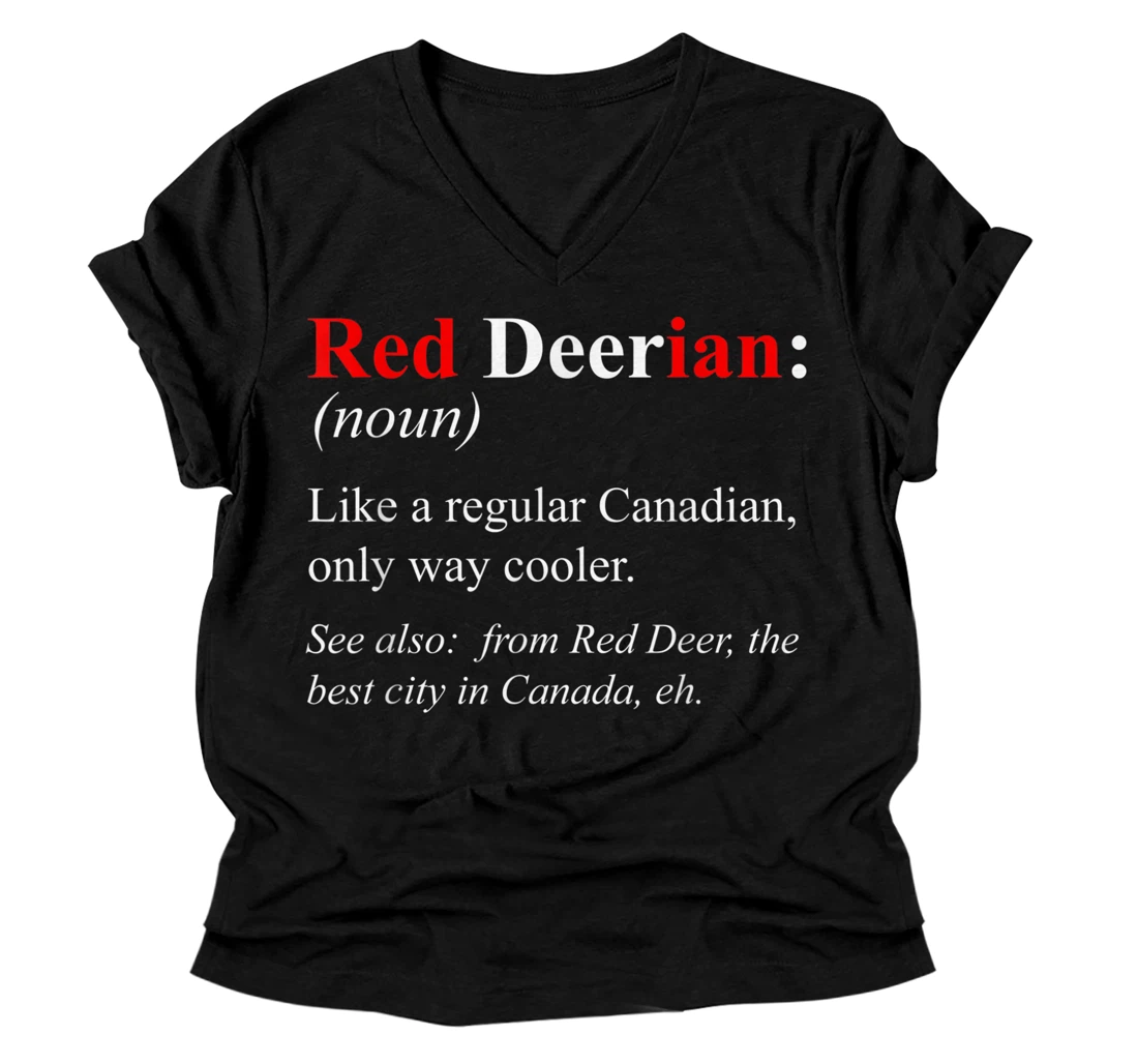 Canada Alberta Red Deer Design - Red Deerian Definition V-Neck T-Shirt