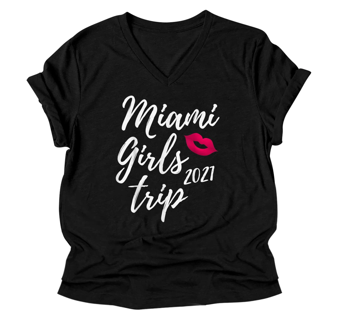 Miami Girls Trip 2021 Weekend Vacation Design V-Neck T-Shirt