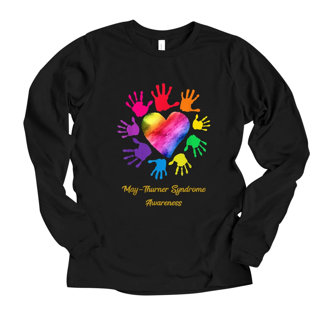 We Wear Rainbow Heart For May-Thurner Syndrome MTS Awareness Long Sleeve T-Shirt