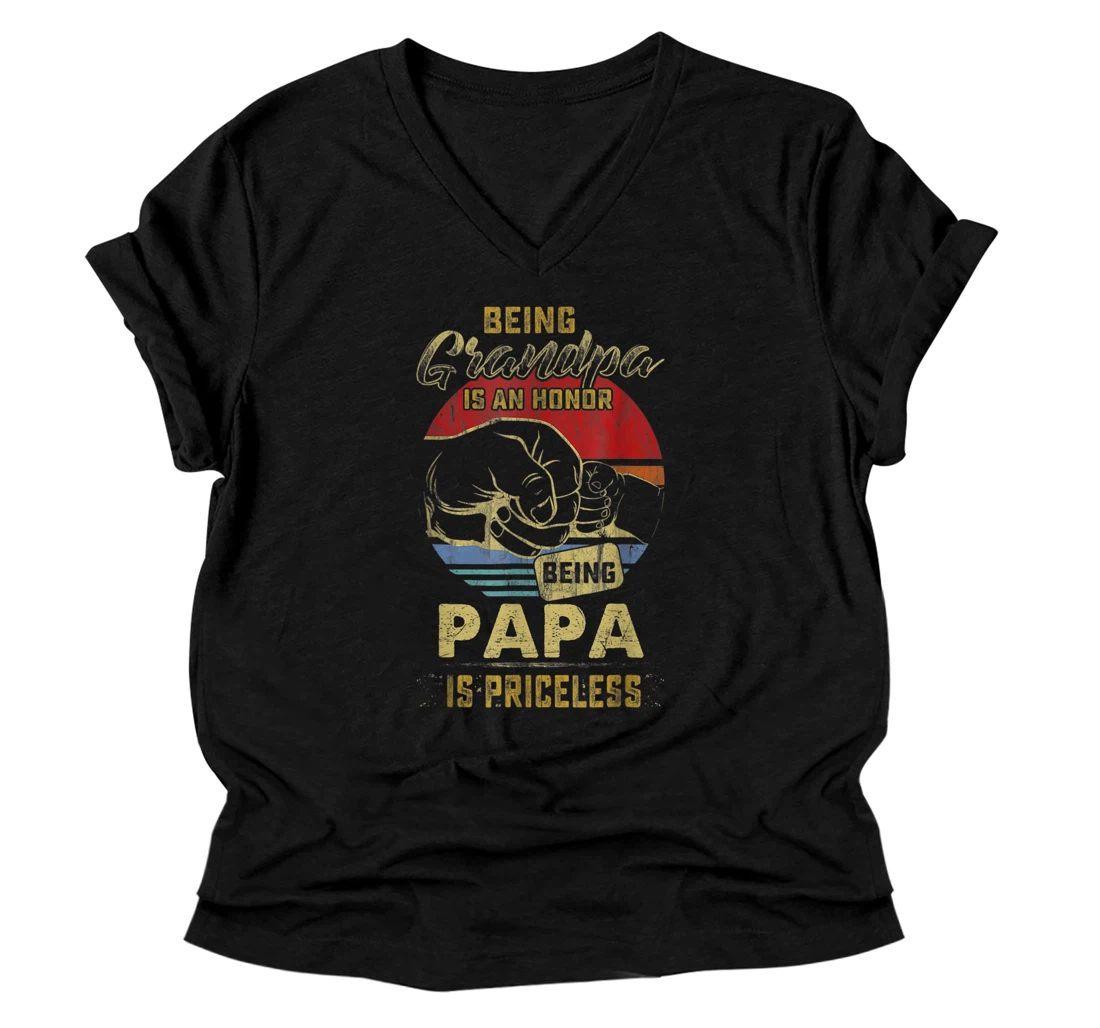 Being Grandpa Is An Honor Being Papa Is Priceless V-Neck T-Shirt