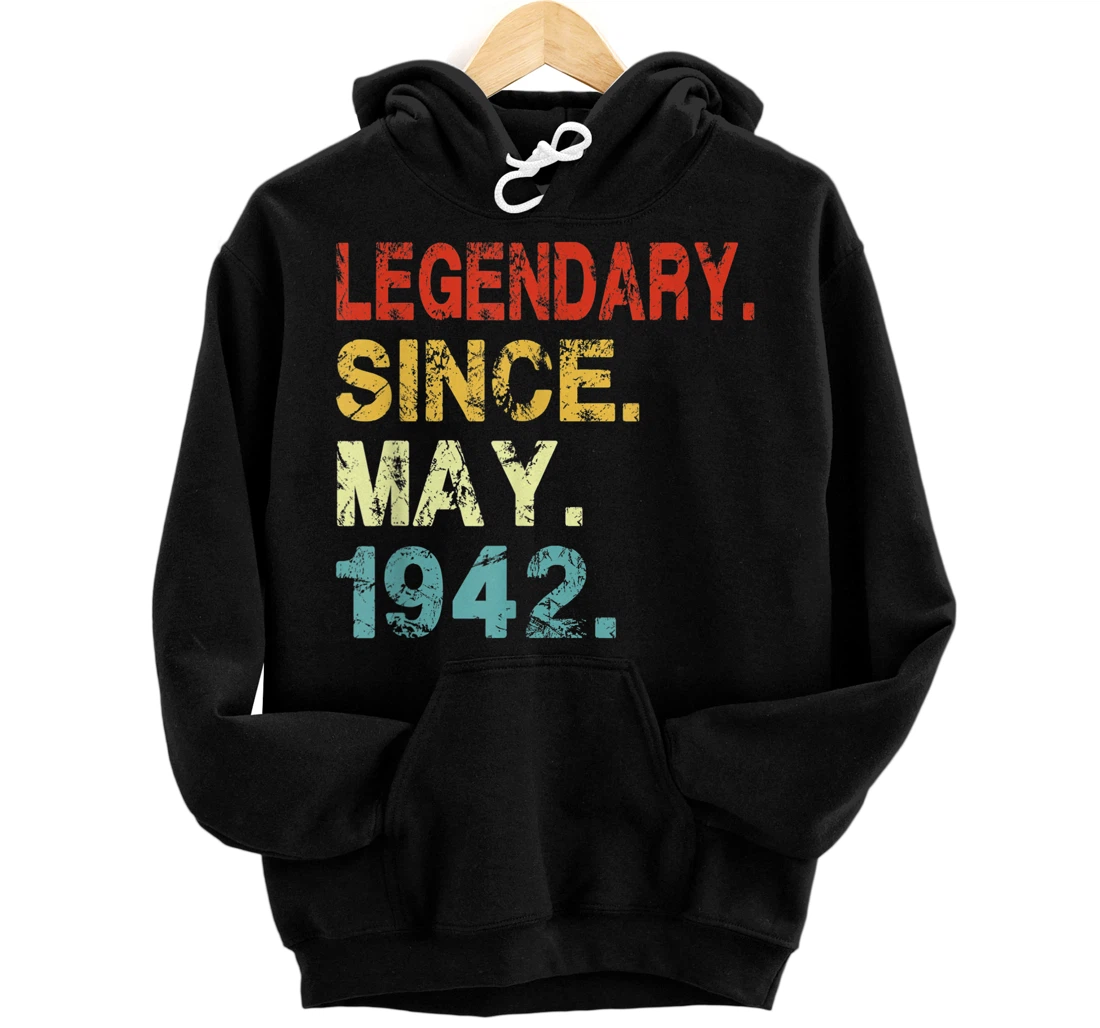 1942 79 Legendary Since May 1942 79th Bday Retro Vintage Front and Back Print Pullover Hoodie