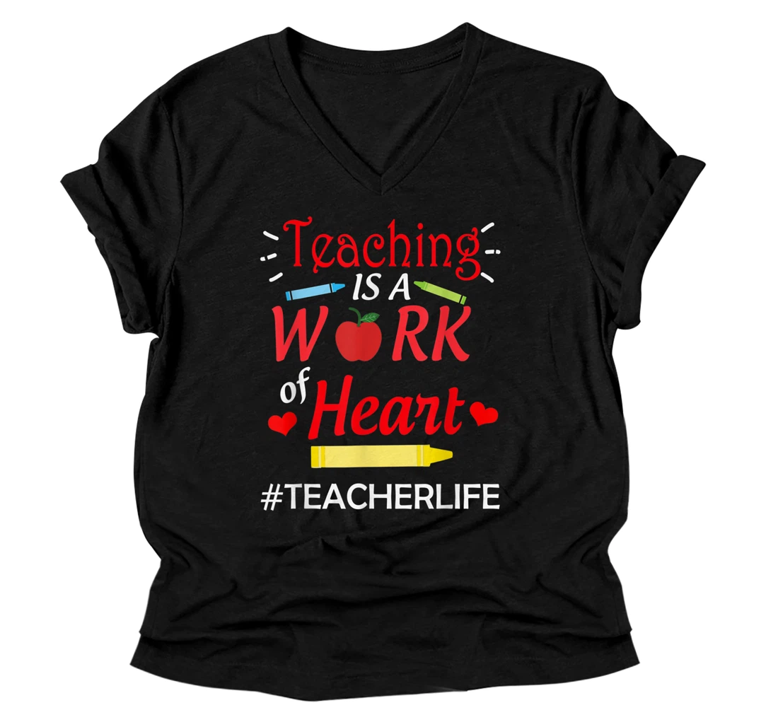 Valentine's Day Teacher Life V-Neck T-Shirt