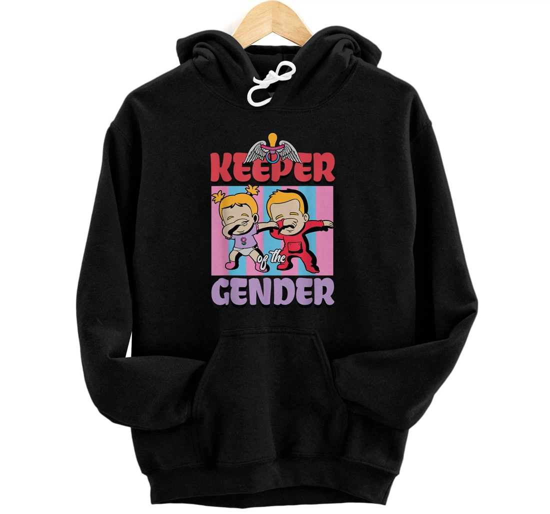 Cute Keeper of the Gender Reveal Announcement Front and Back Print Pullover Hoodie