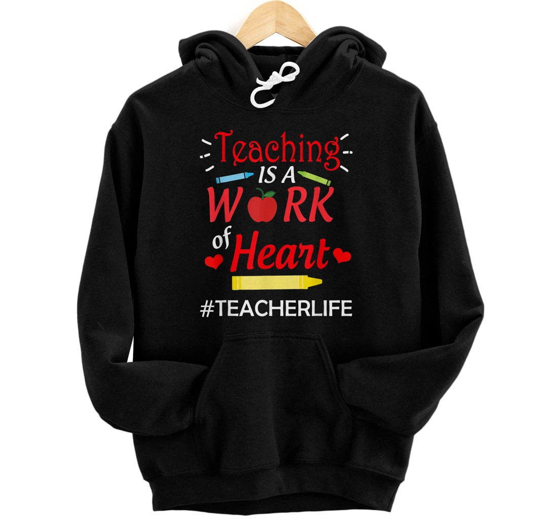 Valentine's Day Teacher Life Front and Back Print Pullover Hoodie