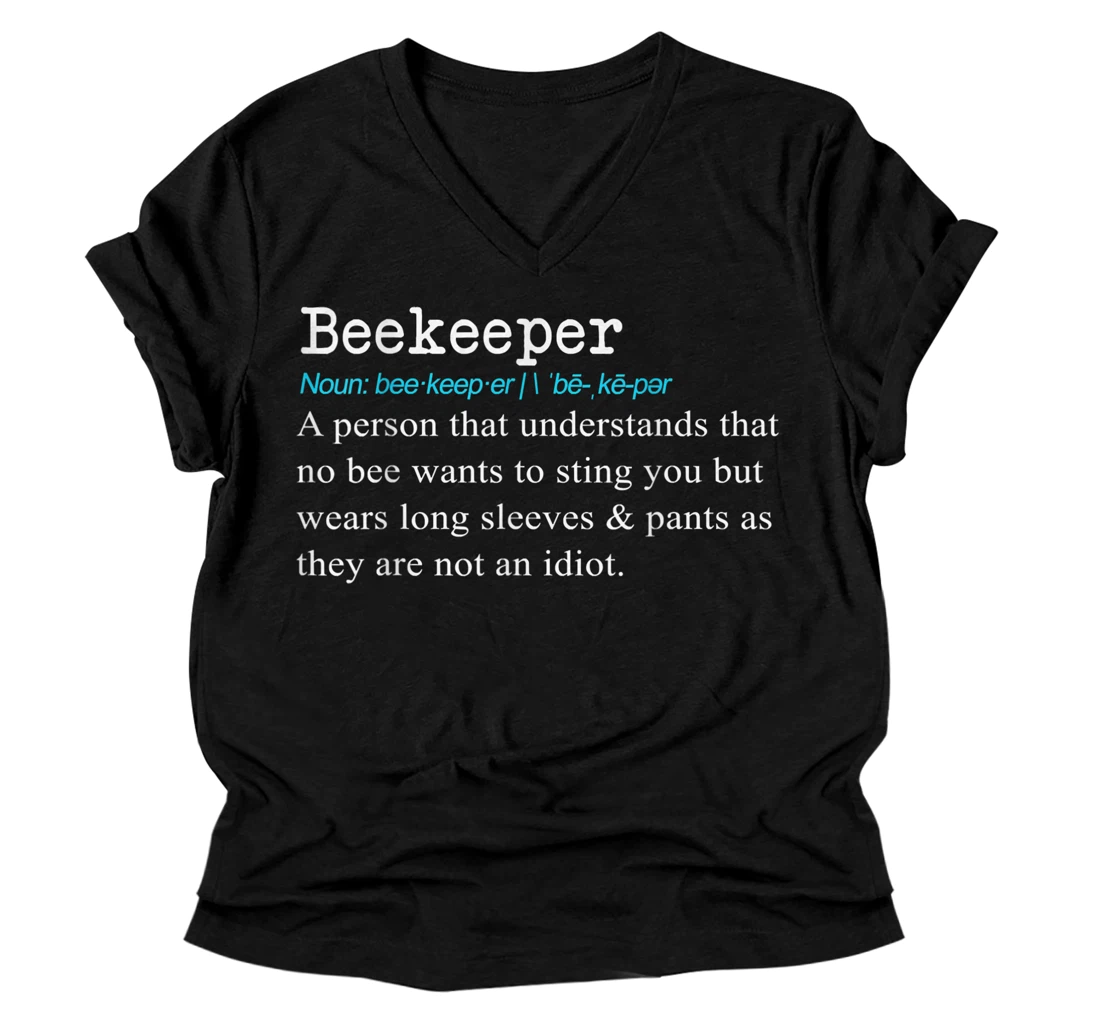 Beekeeper Definition Apiarist Beekeeping For Bee Keeper V-Neck T-Shirt