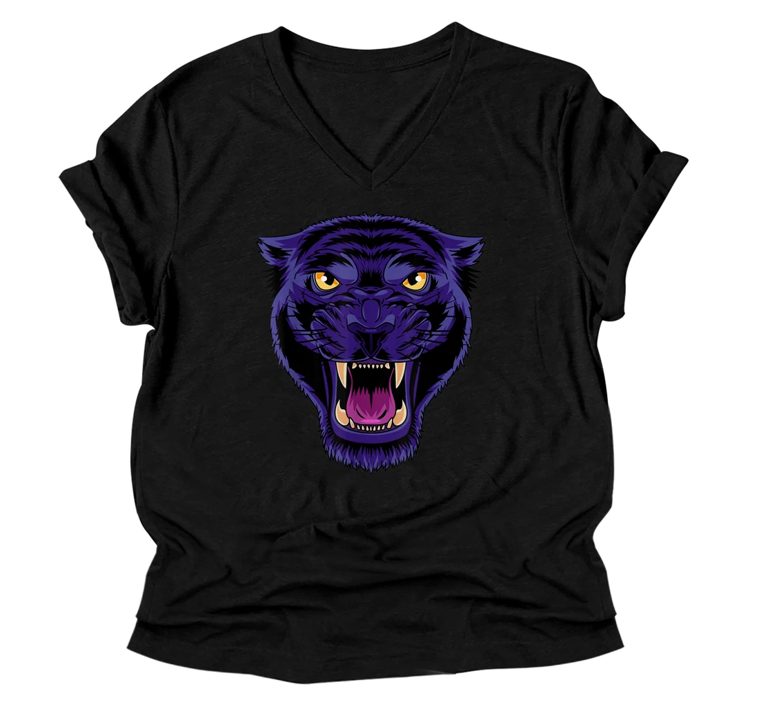 Black History Panther Party Animal Face Gift V-Neck T-Shirt