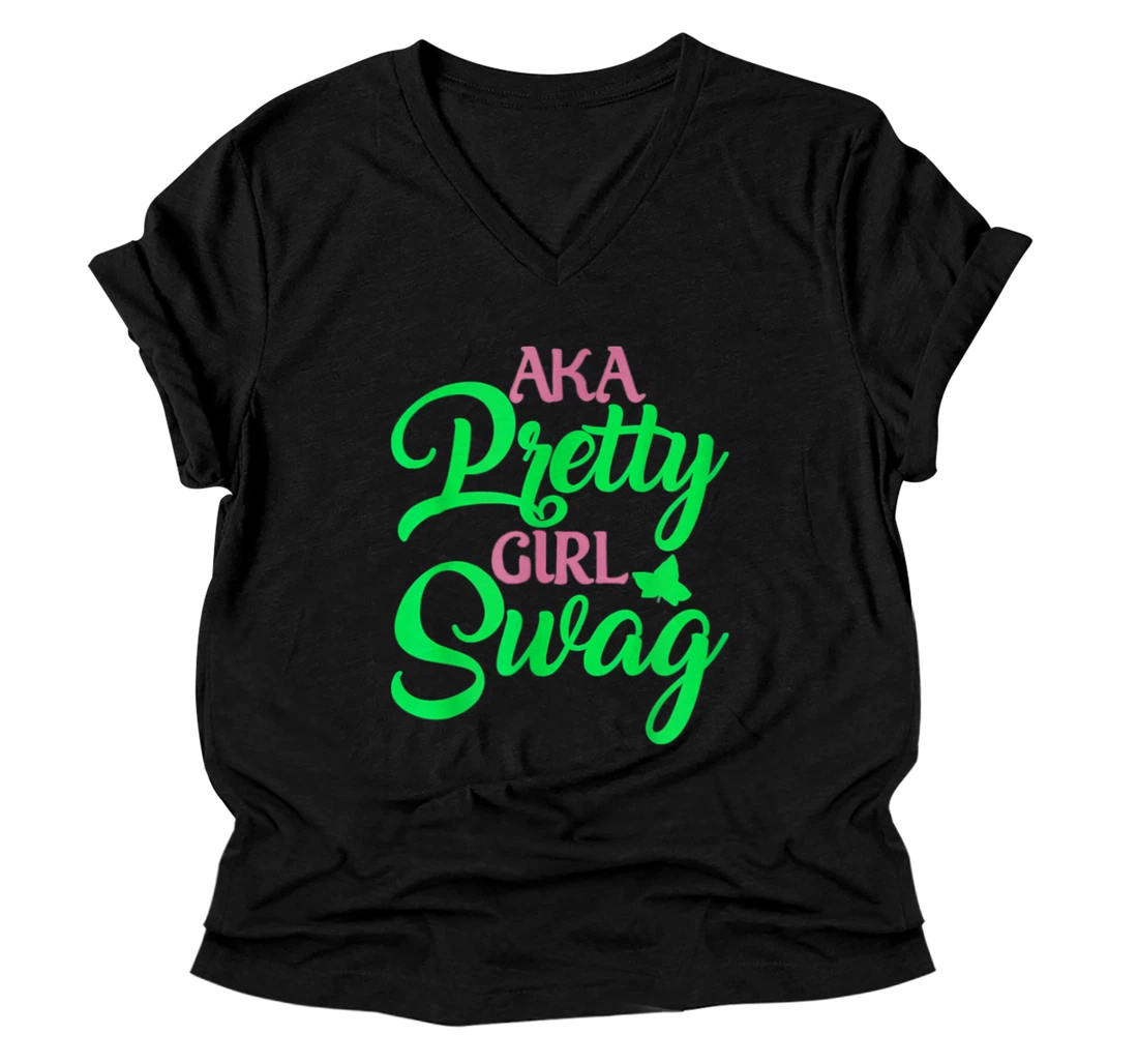 AKA-Paraphernalia Sorority Aka Pretty-Girl-Swag V-Neck T-Shirt