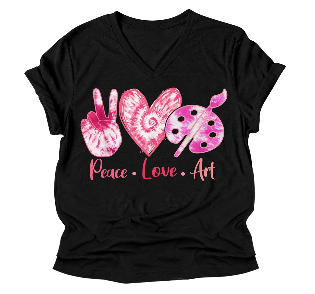 Tie Dye Peace Love Art Lover Girl Peace Lover Women V-Neck T-Shirt