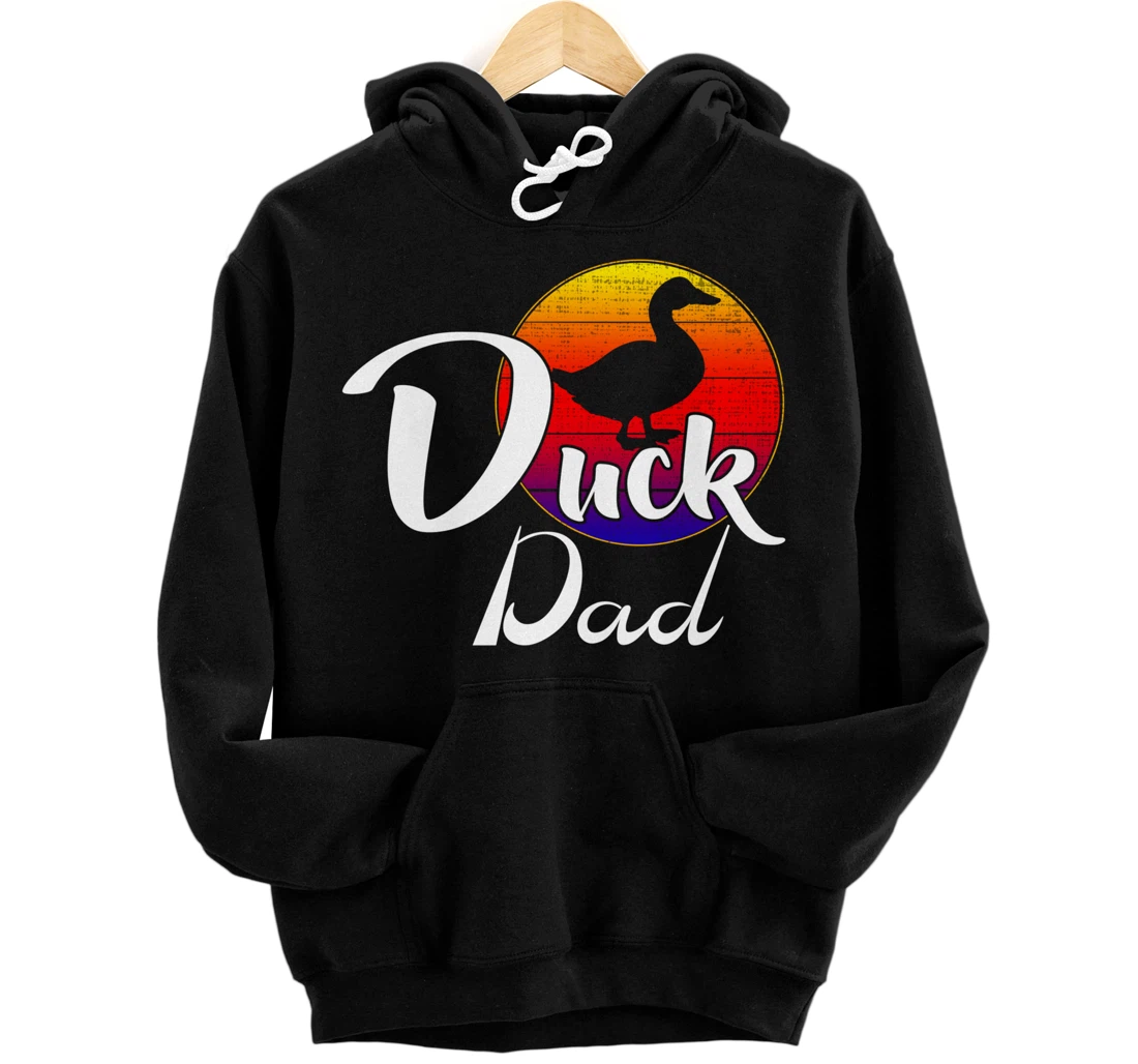 Vintage Duck Dad Retro Sunset Funny Farming/Farmer Gift Pullover Hoodie