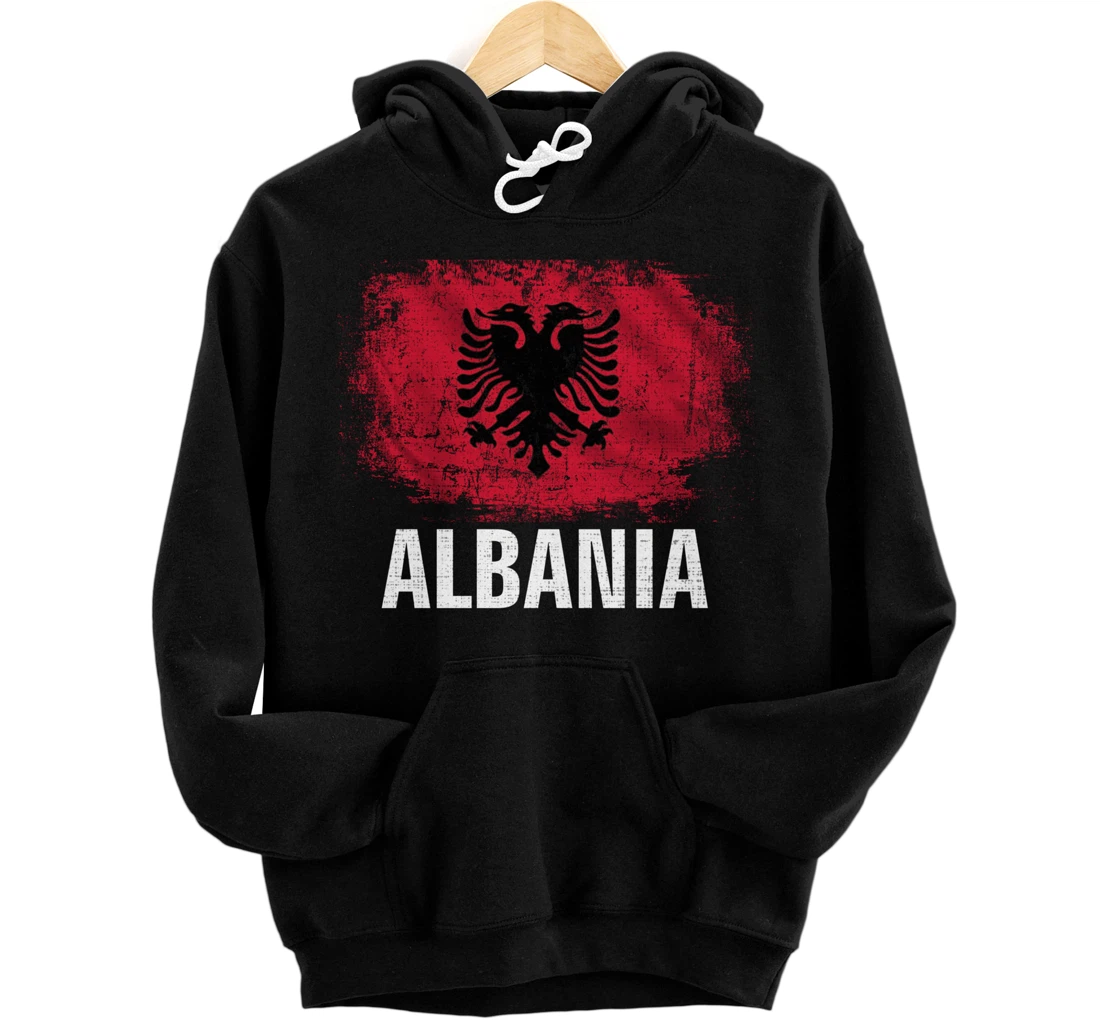 Vintage Albania Flag For Albanian Gift Pullover Hoodie