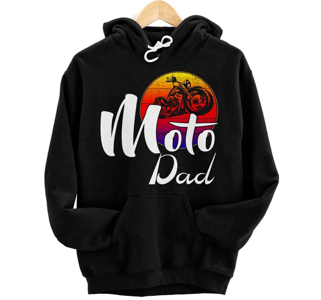 Vintage Moto Dad Retro Sunset Funny Motorcycle/Biker Gift Pullover Hoodie