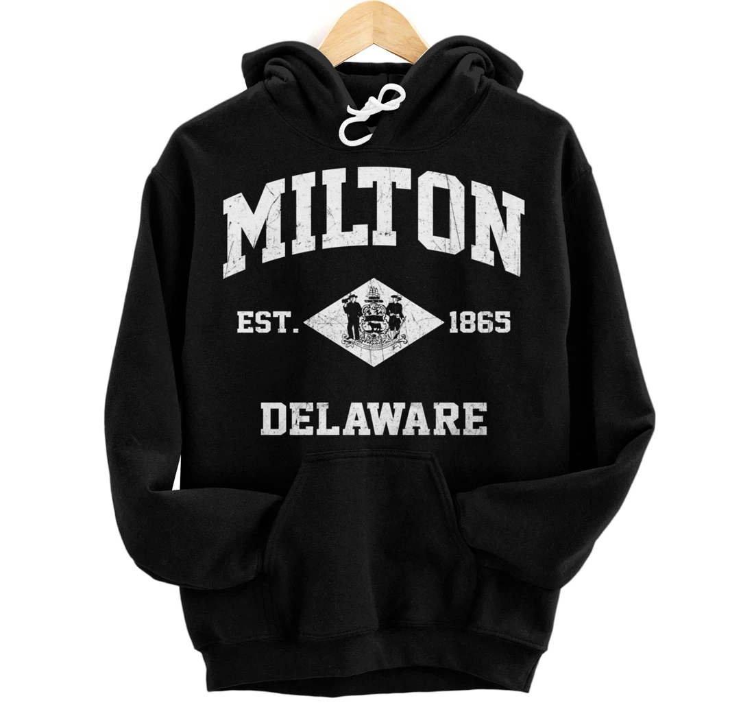 Milton Delaware DE vintage State Athletic style Pullover Hoodie