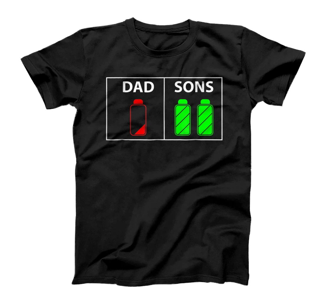 Personalized Mens Dad And Sons Battery Life Funny Father T-Shirt