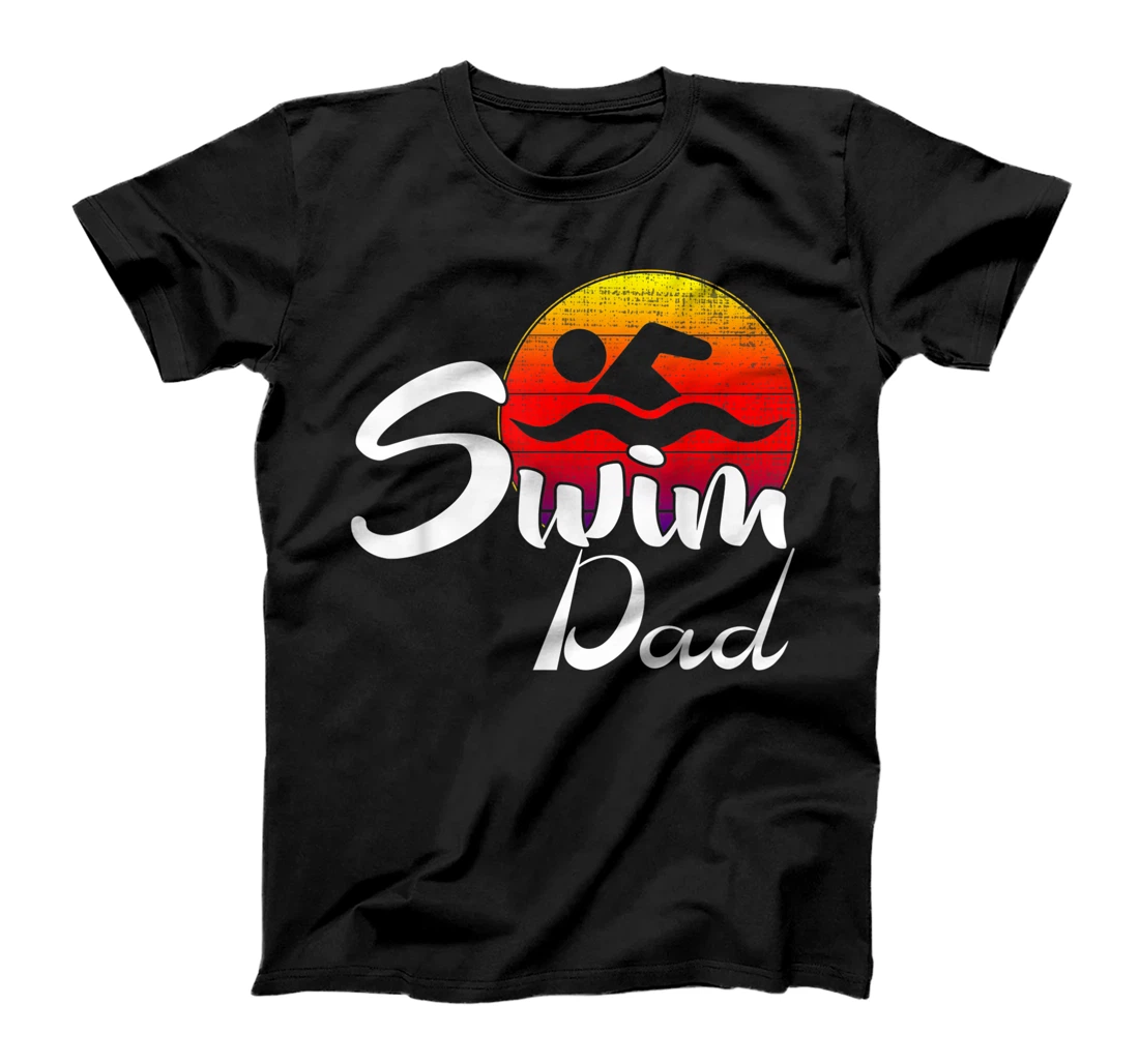 Personalized Vintage Swim Dad Retro Sunset Funny Swimer/Swimming Gift T-Shirt, Kid T-Shirt and Women T-Shirt