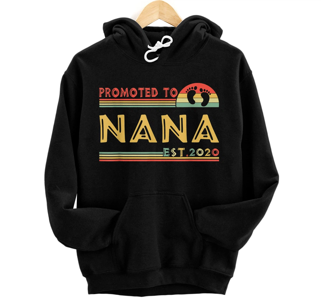 Personalized Promoted To Nana est 2020 Mothers Day Gifts Vintage Retro Pullover Hoodie