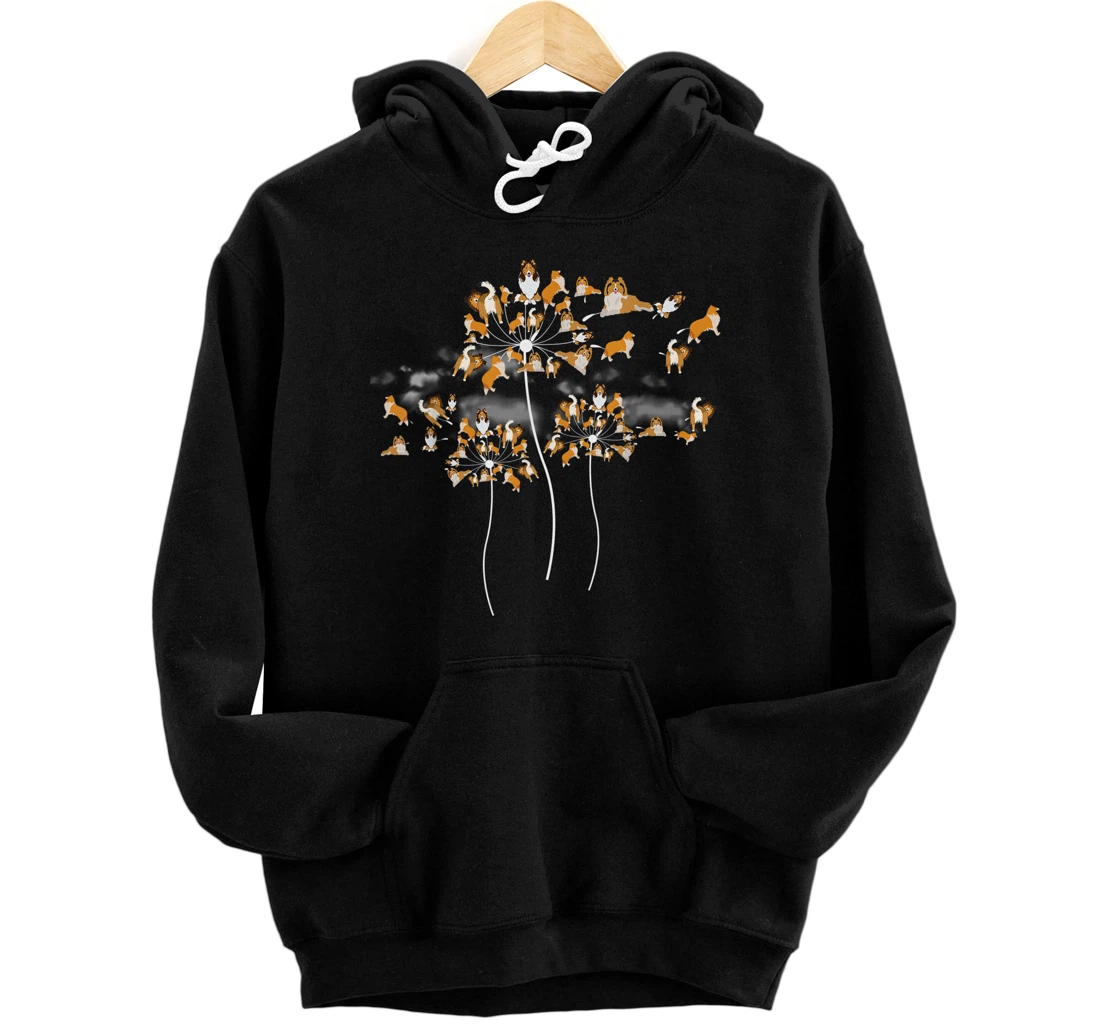 Personalized Rough Collie Flower Fly Dandelion Dog Rough Collie Floral Pullover Hoodie