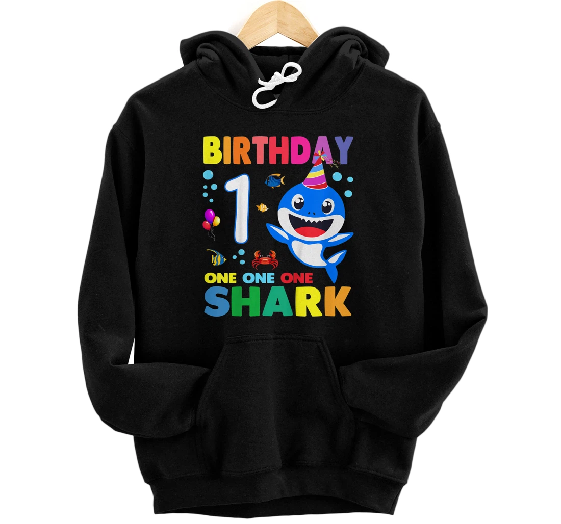 Kids Kids Baby Shark Shirt 1st Birthday Boy One 1 Year Old Doo Pullover Hoodie