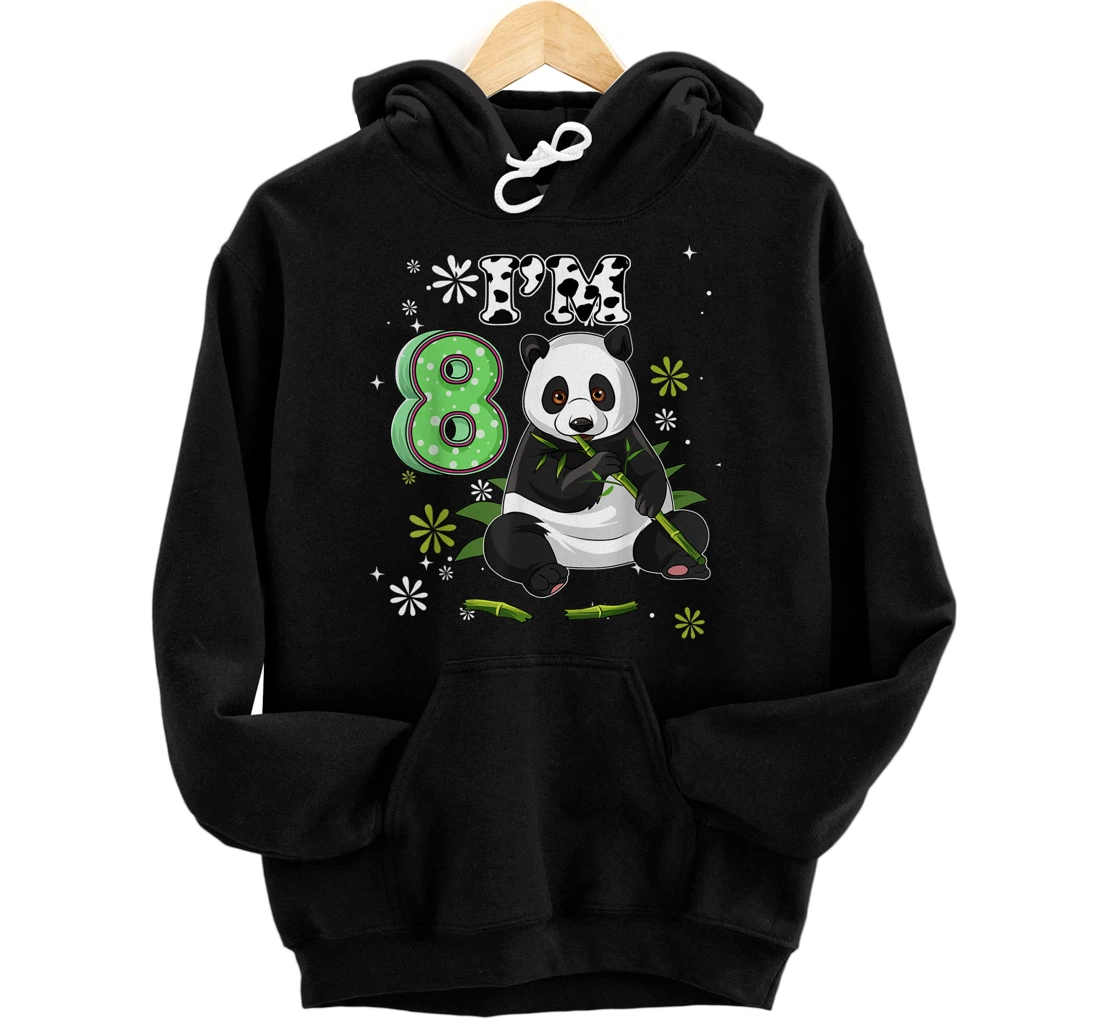 Panda 8th Birthday T Shirt Girls Birthday Outfit 8 Pullover Hoodie