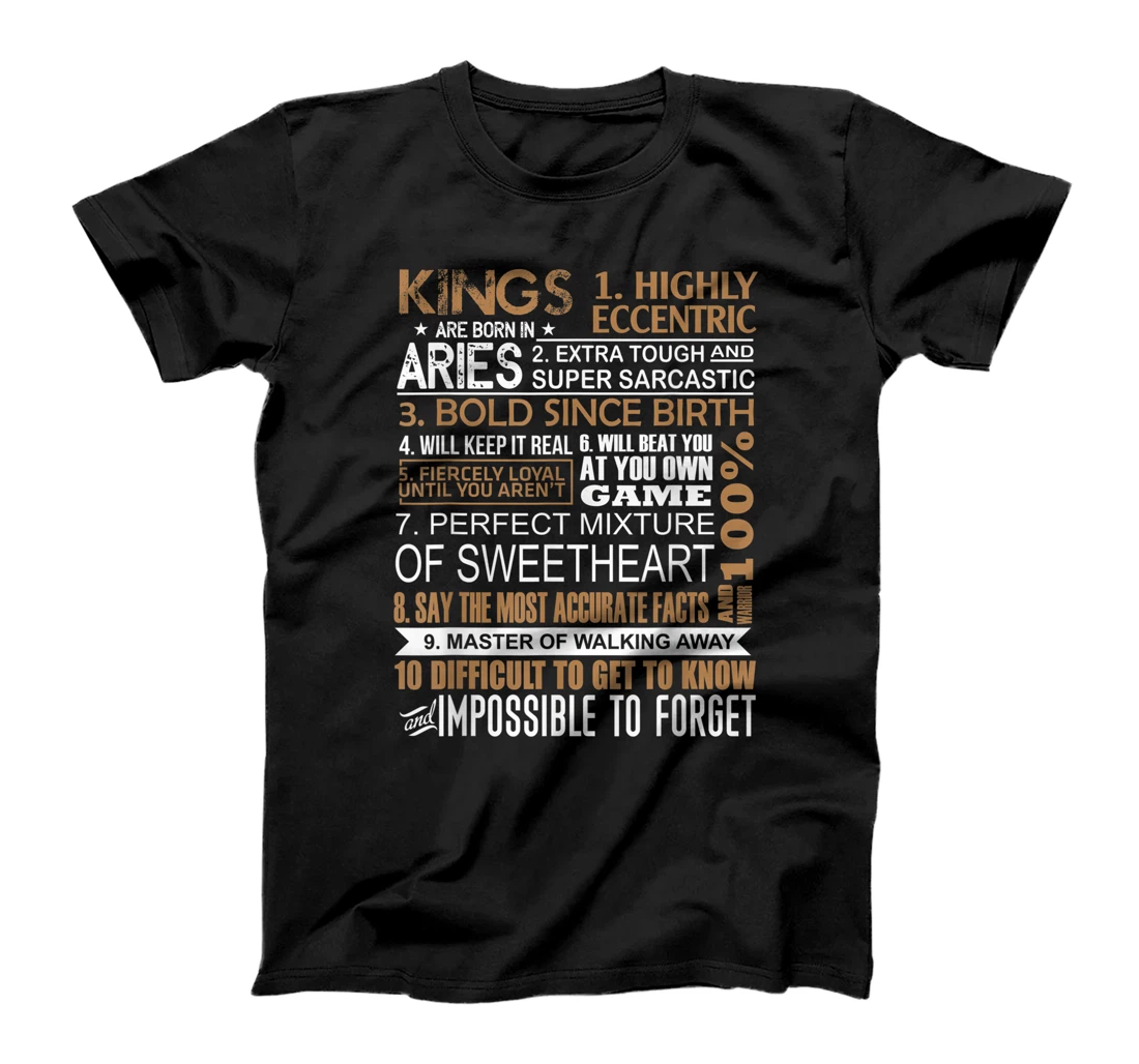 Kings Are Born In Aries Shirt March April Birthday Gift Men T-Shirt, Kid T-Shirt and Women T-Shirt