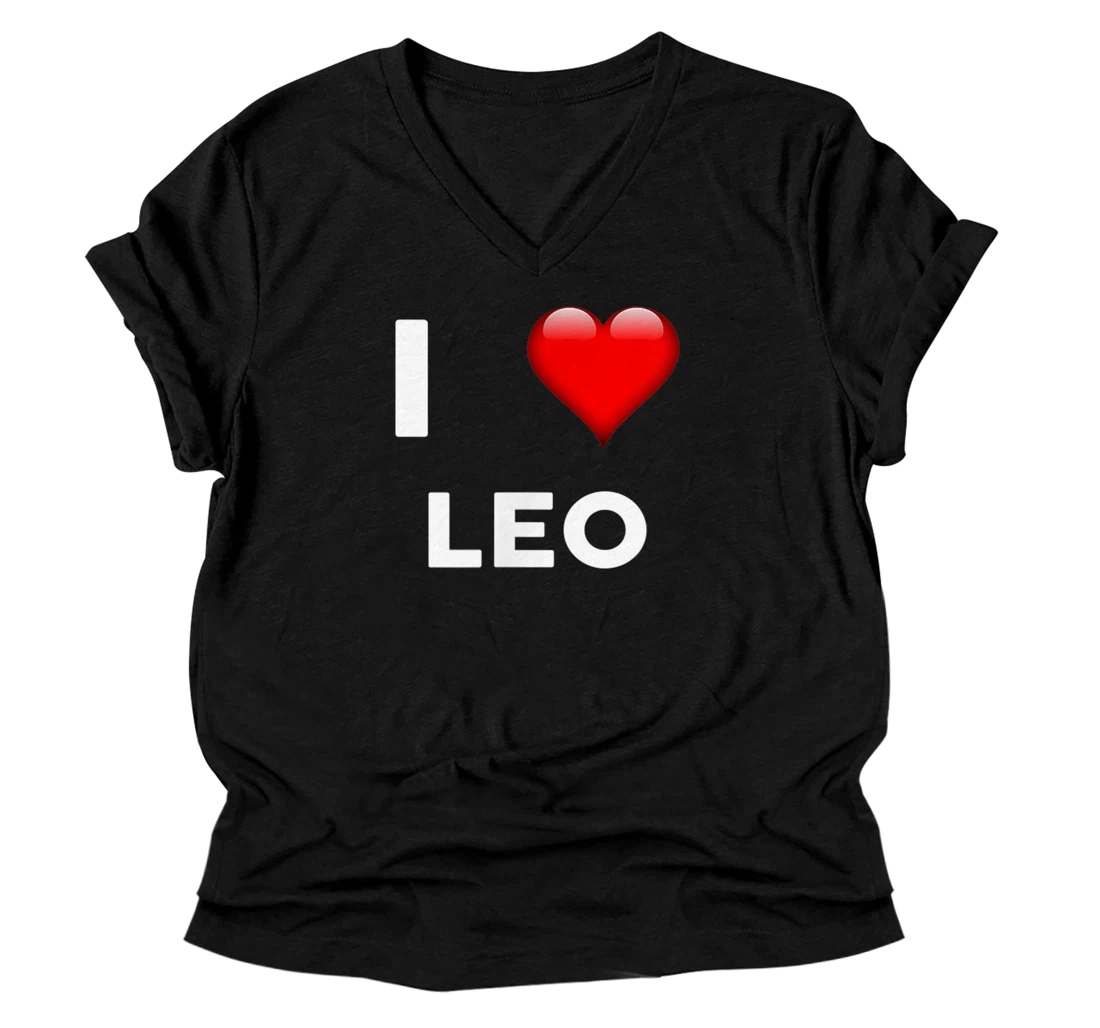 I Love LEO V-Neck T-Shirt Name V-Neck T-Shirt