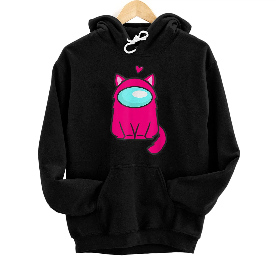 Personalized Cute Cat Astronaut, Among me or us, Nerdy Girl Gamer Pullover Hoodie