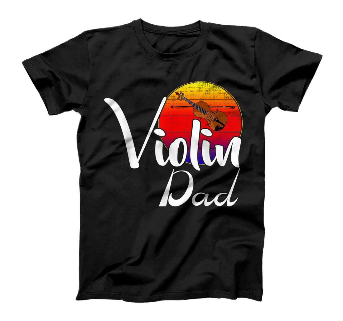 Personalized Vintage Violin Dad Retro Sunset Funny Music Gift T-Shirt, Kid T-Shirt and Women T-Shirt