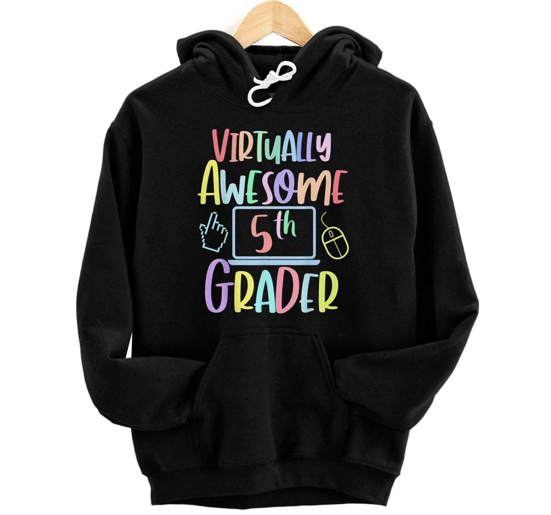 Personalized Virtually Awesome Fifth Grader e-Learning Back to School Pullover Hoodie