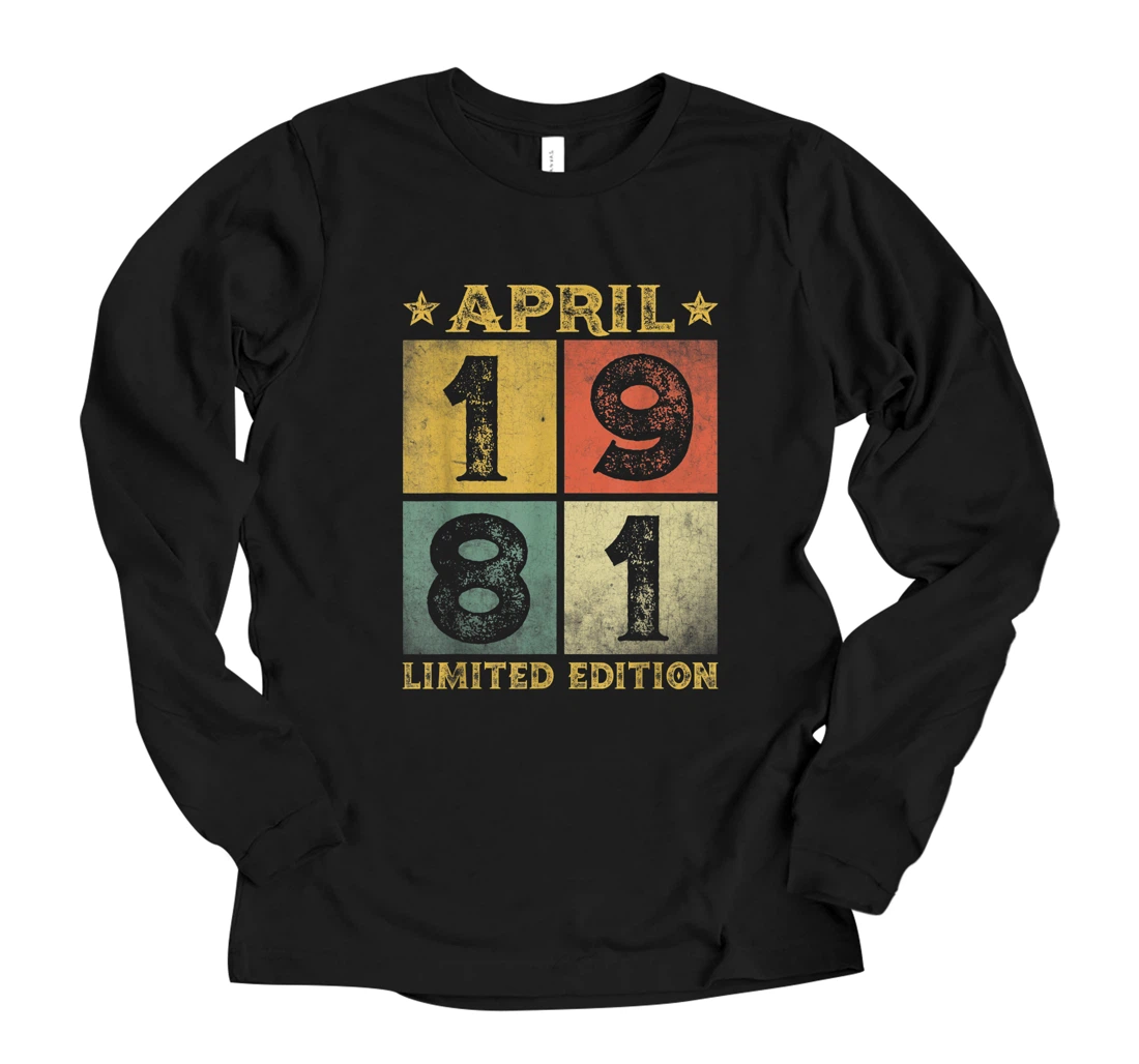 Personalized 40th Birthday Decorations April 1981 Men Women 40 Years Old Long Sleeve T-Shirt