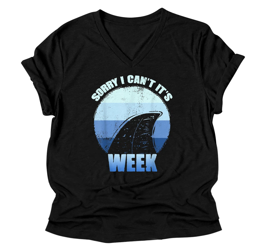 Personalized Sorry i can't it's Week Funny Shark Gift V-Neck T-Shirt V-Neck T-Shirt