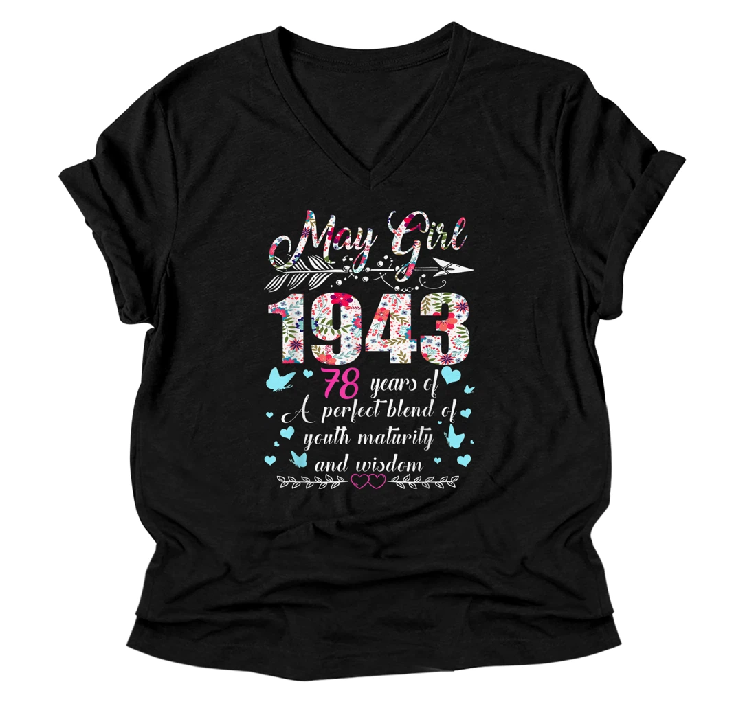 Personalized May Girl 1943 V-Neck T-Shirt 78Th Birthday Gift 78 Years Old V-Neck T-Shirt
