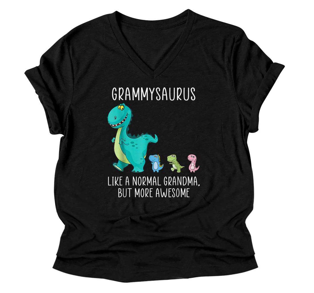 Personalized Grammysaurus like a normal grandma but more awesome V-Neck T-Shirt V-Neck T-Shirt