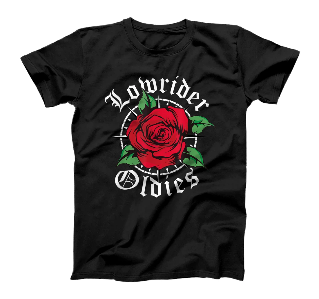 Personalized Lowrider Oldies Red Roses Old School T-Shirt, Women T-Shirt