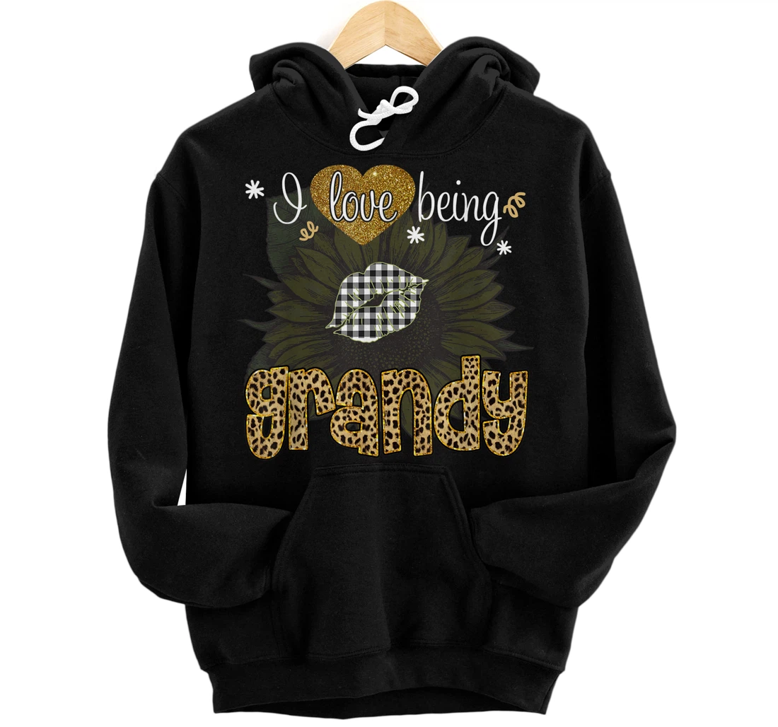 Personalized I Love Being Grandy Sunflower Leopard Mothers Day Pullover Hoodie