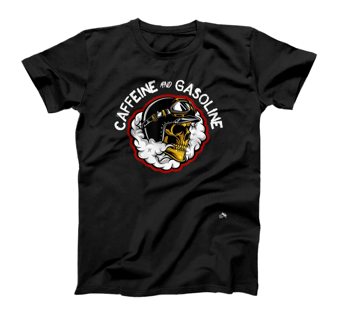 Personalized Caffeine and Gasoline - Skull Helmet & Smoke T-Shirt, Women T-Shirt