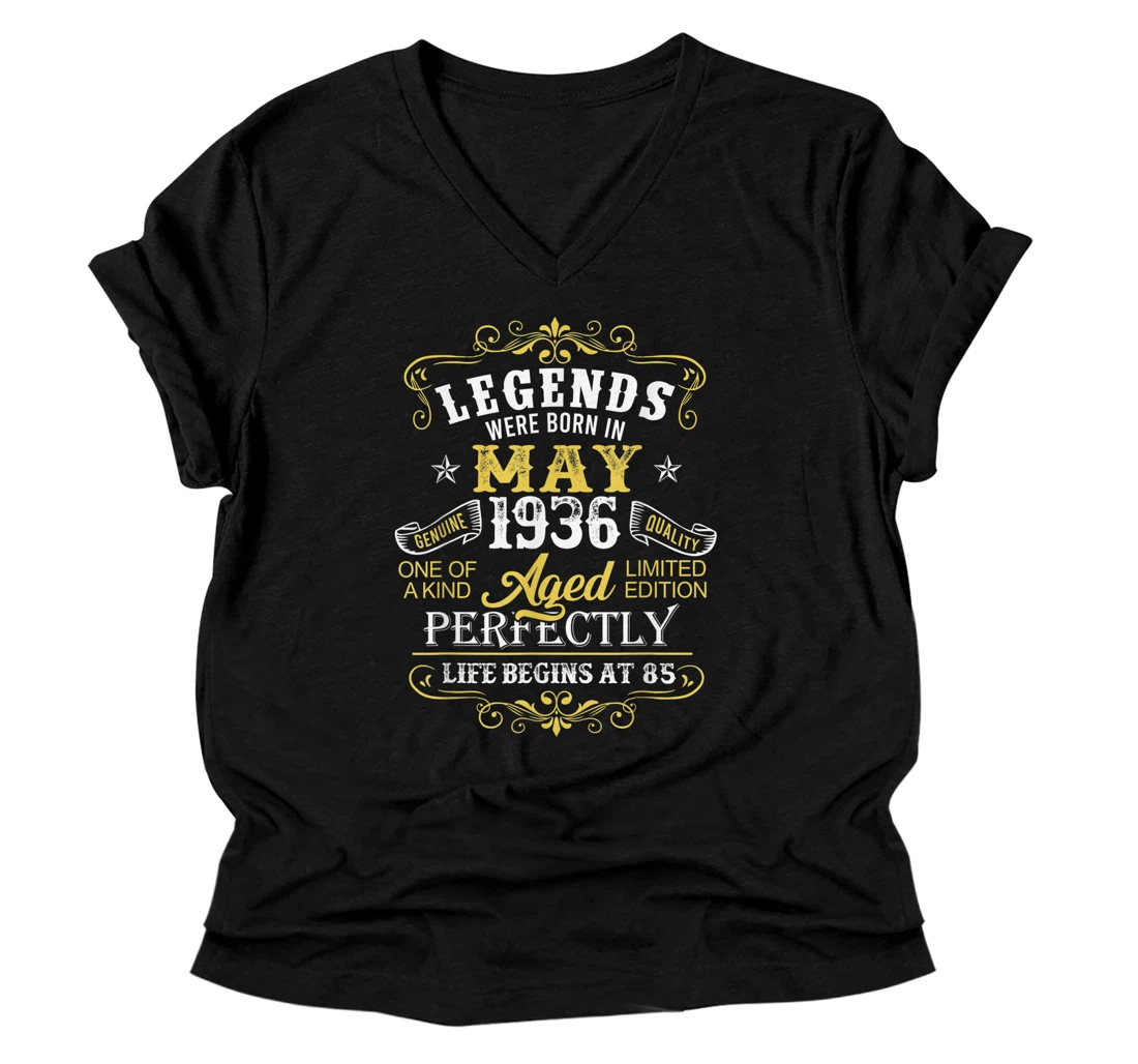 Personalized Legends Were Born In May 1936 85Th Birthday Gifts V-Neck T-Shirt