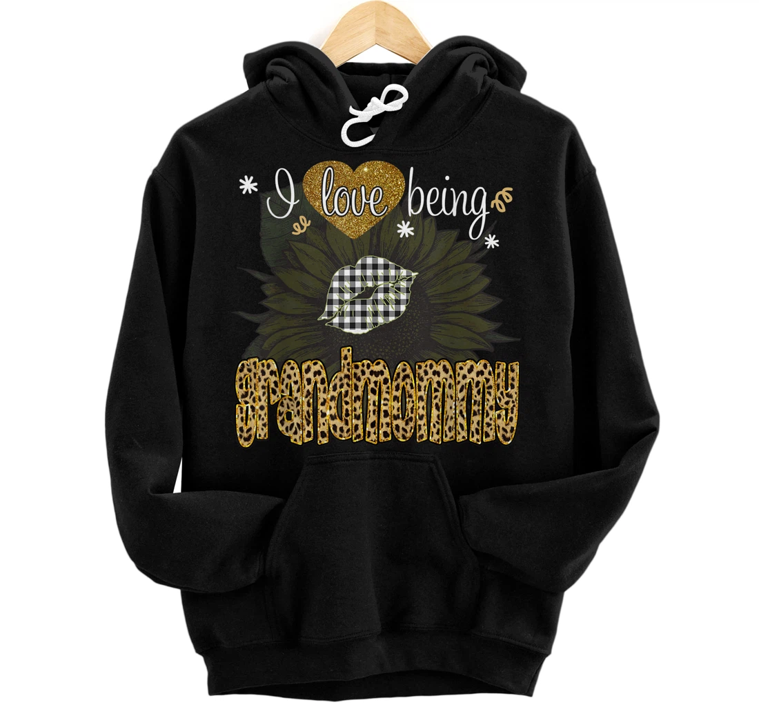 Personalized I Love Being Grandmommy Sunflower Leopard Mothers Day Pullover Hoodie