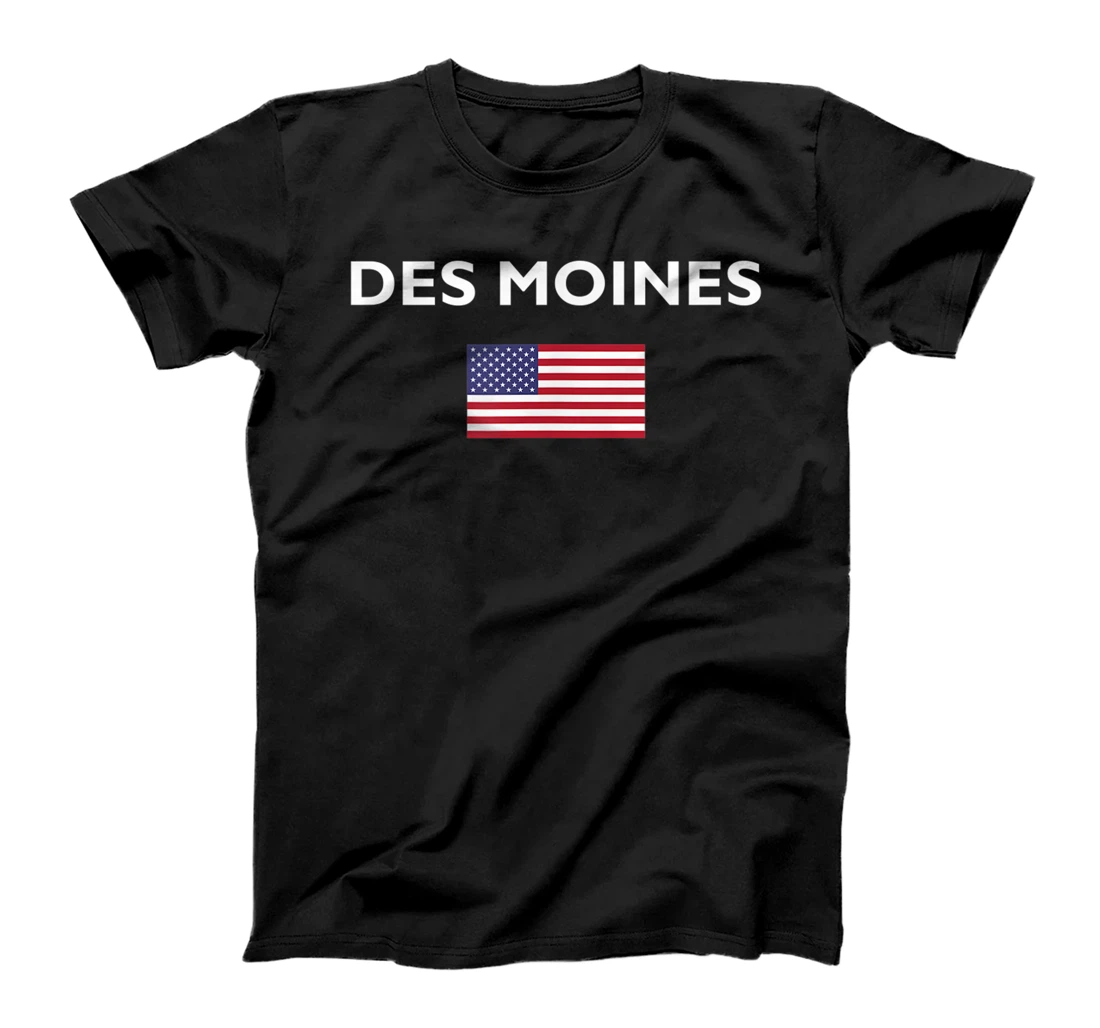 Personalized Des Moines USA American Flag Dark Color T-Shirt, Kid T-Shirt and Women T-Shirt