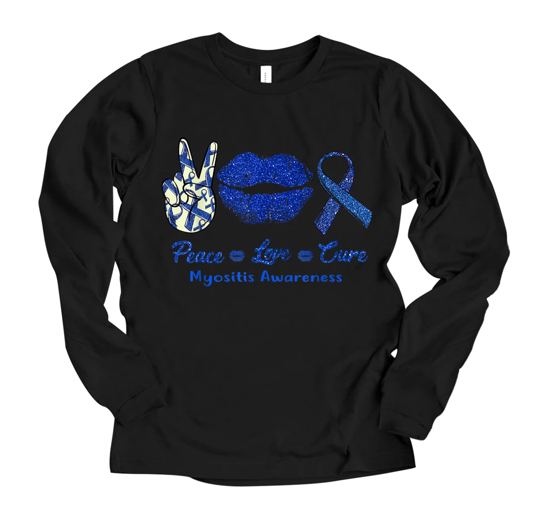 Personalized Peace Love Cure Myositis Awareness Long Sleeve T-Shirt
