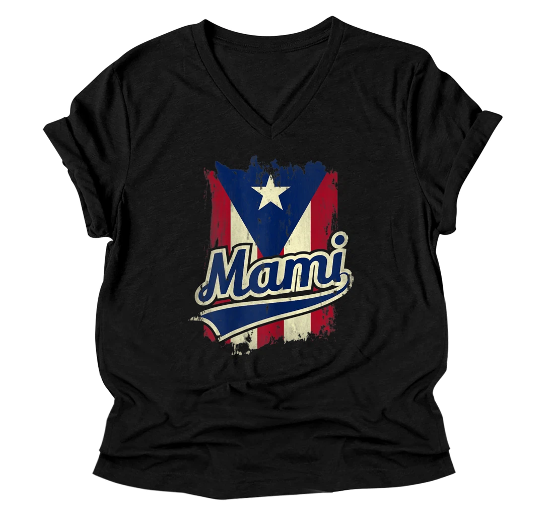 Personalized Mami Puerto Rican Shirts For Women V-Neck T-Shirt