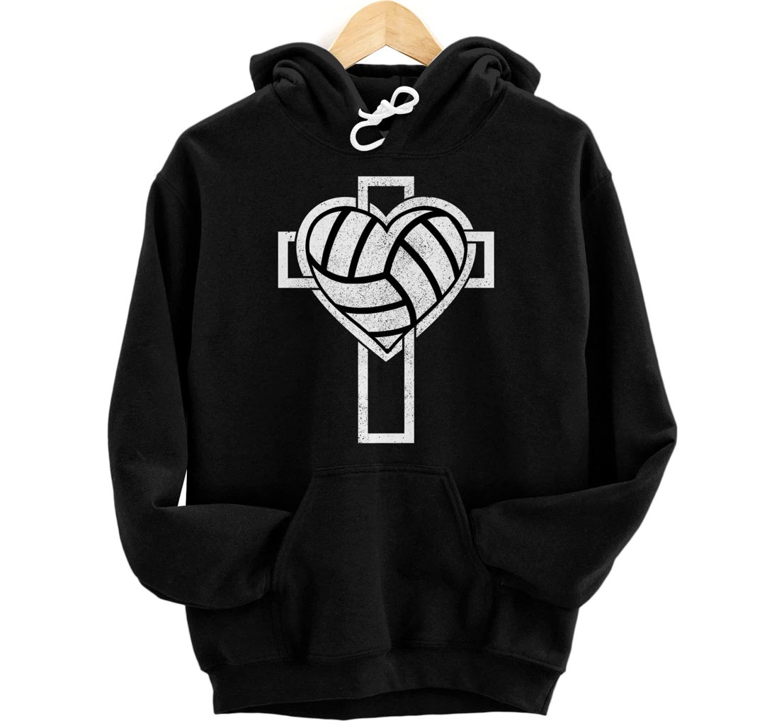 Personalized Sport Volleyball Athletes Cross Baptism Holy Communion Faith Premium Pullover Hoodie