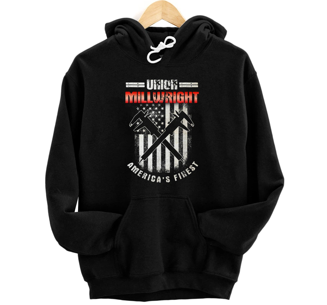 Personalized Union Millwright Patriotic American Flag Millwrights Pullover Hoodie