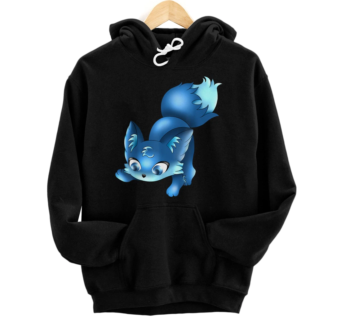 Personalized Cute Blue Fox, Gift Pullover Hoodies Animals Pullover Hoodie