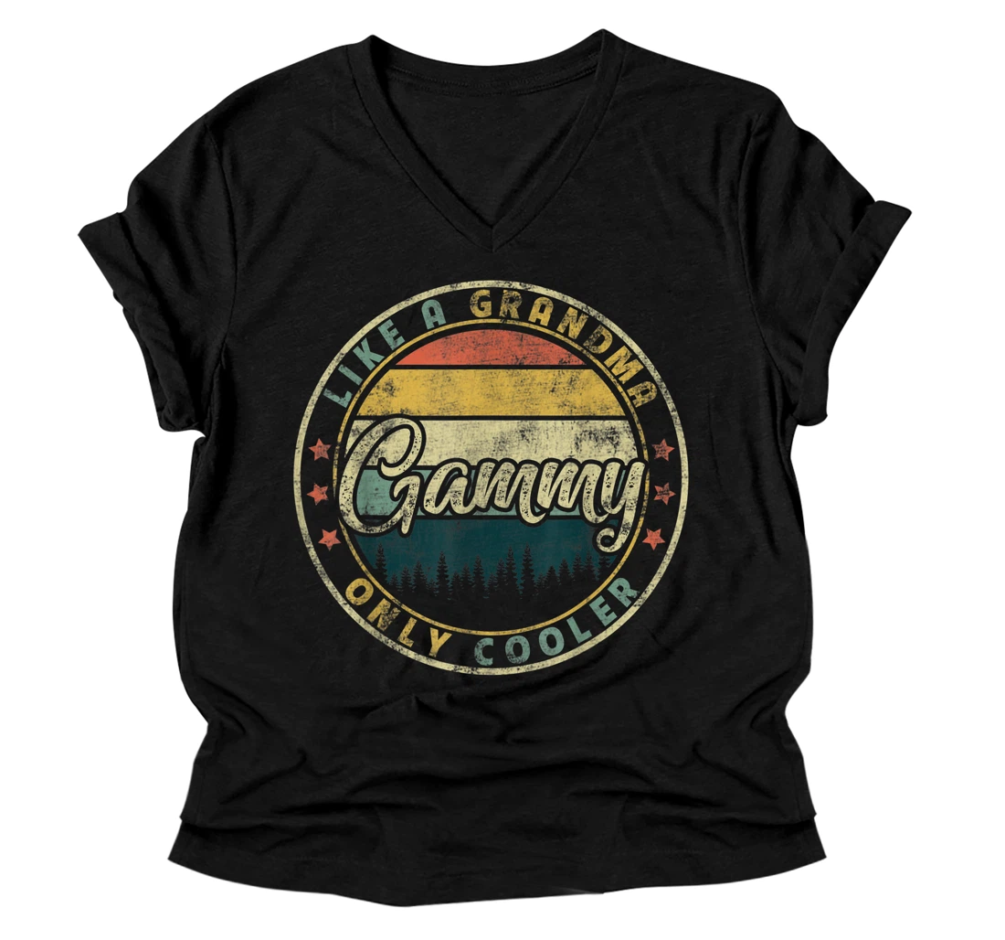 Personalized Gammy Like A Grandma Only Cooler Cute Mothers Day V-Neck T-Shirt